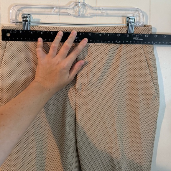 Zara Khaki with Black Polka Dot Work Trouser Pants, Size 6 - Picture 8 of 10